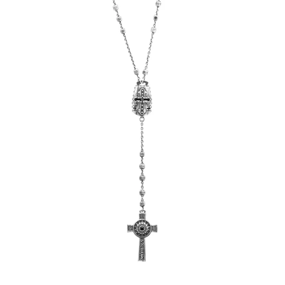 Ellius Jewelry Men'S Aged Silver Jousting Rosary Necklace Shop