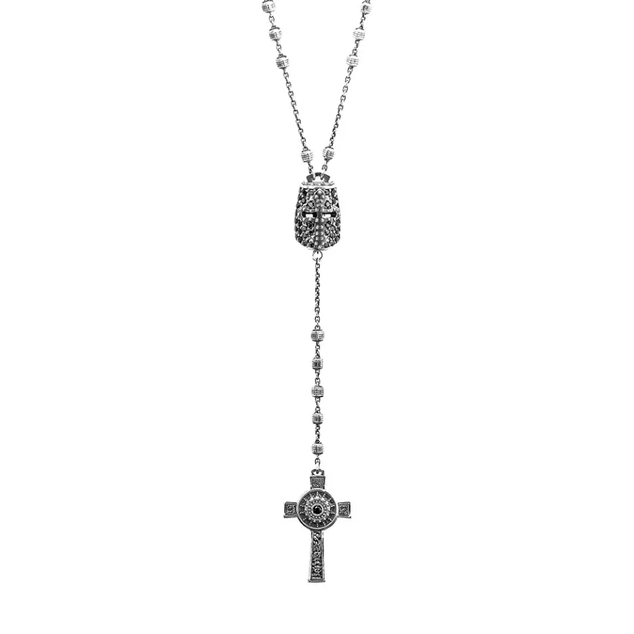 Ellius Jewelry Men'S Aged Silver Jousting Rosary Necklace With Stones Online