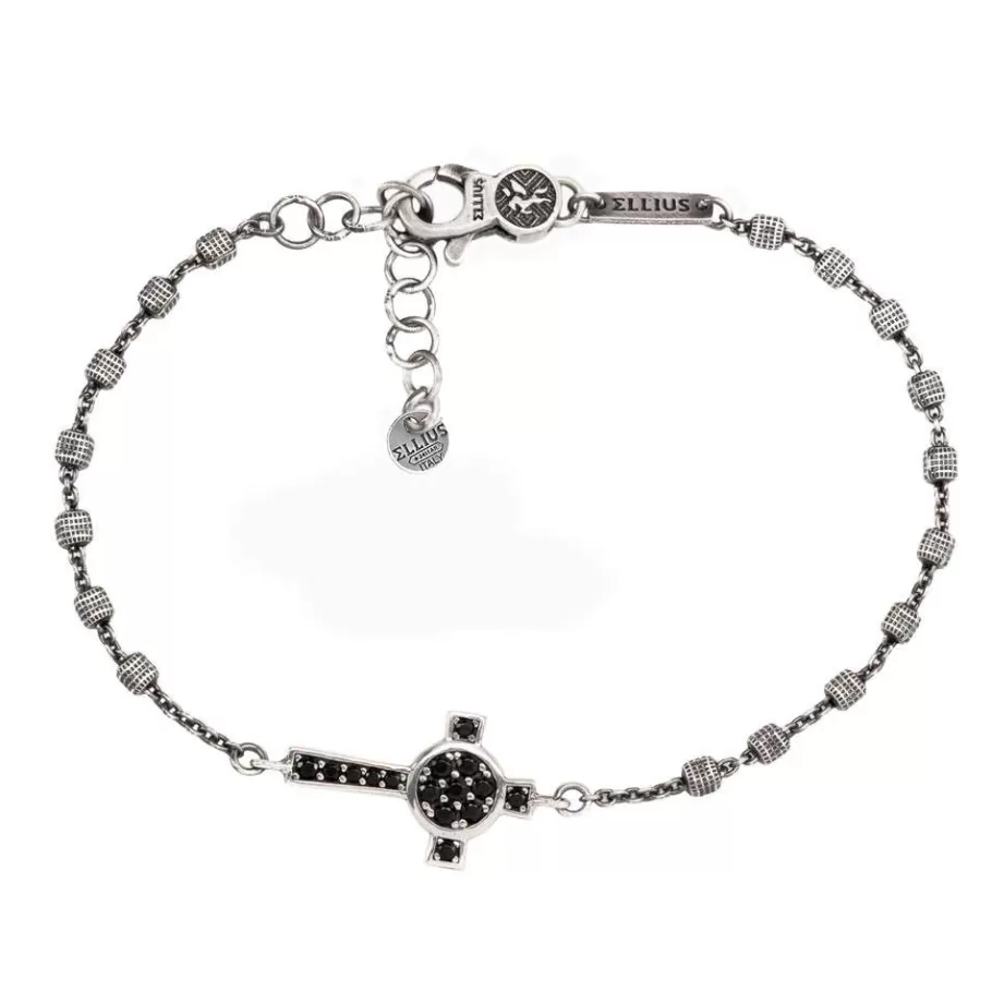 Ellius Jewelry Men'S Nativity Rosary Bracelet With Cross And Black Stones Best