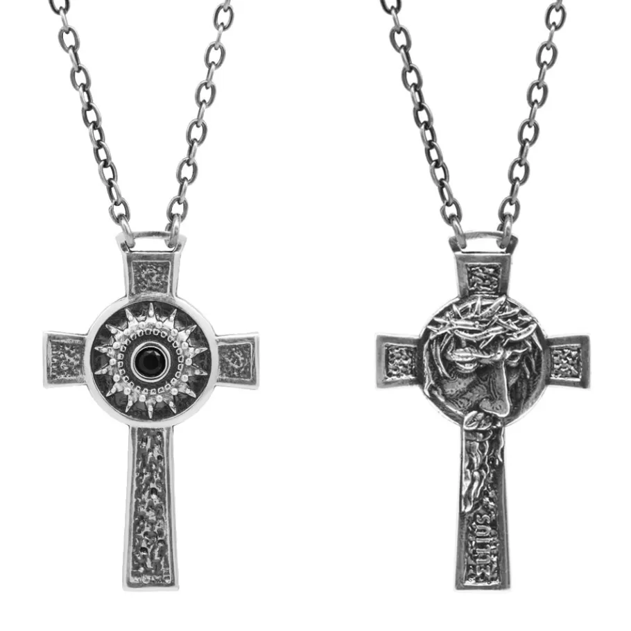 Ellius Jewelry Nativity Face Cross Necklace Cheap