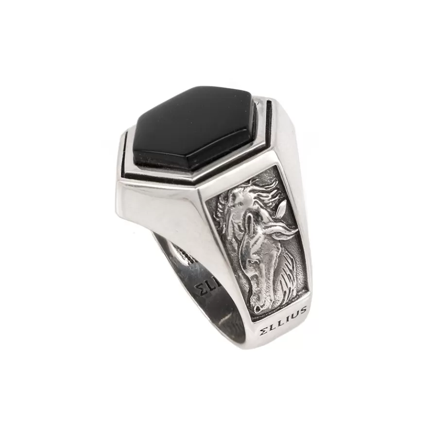 Ellius Jewelry Onyx Knight Ring New