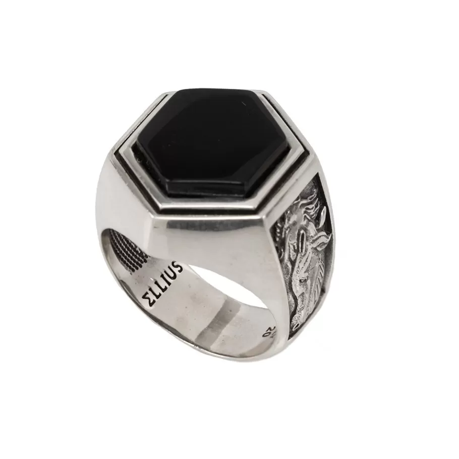 Ellius Jewelry Onyx Knight Ring New