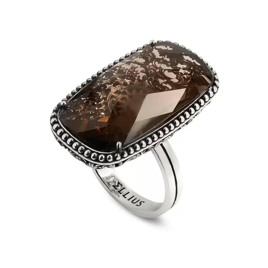 Ellius Jewelry Volute Ring With Smoke Stone Fashion